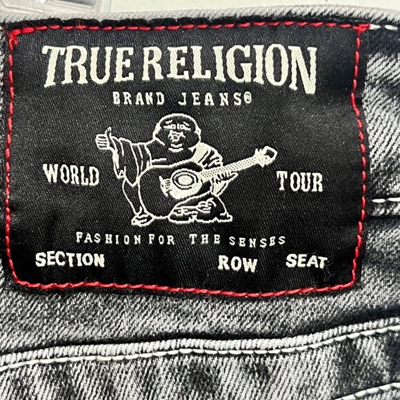 True Religion Billie Mid Rise Straight Leg Gray Denim Cotton Blend Jeans Size 33 - Picture 9 of 10